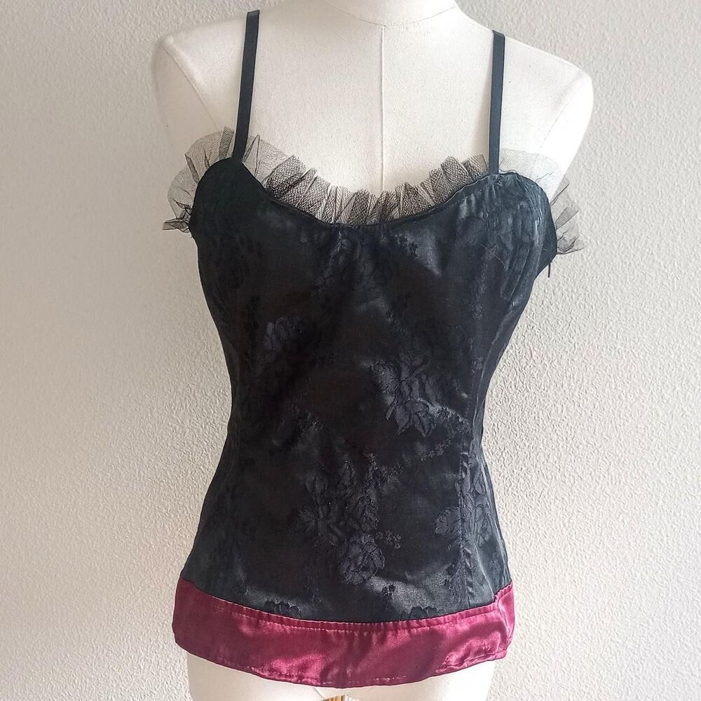 Y2K Lip Service Reworked Tulle Floral Gothic Top
